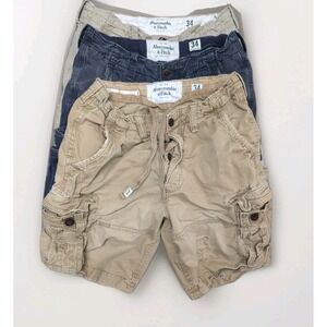 Vintage Abercrombie & Fitch Cargo Shorts Men 34 Gray Twill Y2k Distressed Heavy